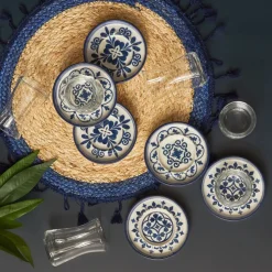 Karaca Zeher 12 Piece Stoneware Turkish Tea Set for 6 People, 160ml, Multi