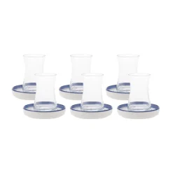 Karaca Zeher 12 Piece Stoneware Turkish Tea Set for 6 People, 160ml, Multi