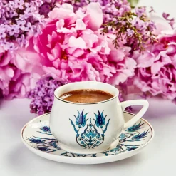 Karaca İznik 12-Piece Porcelain Espresso Turkish Coffee Cup Set for 6 People, 100ml, Multi