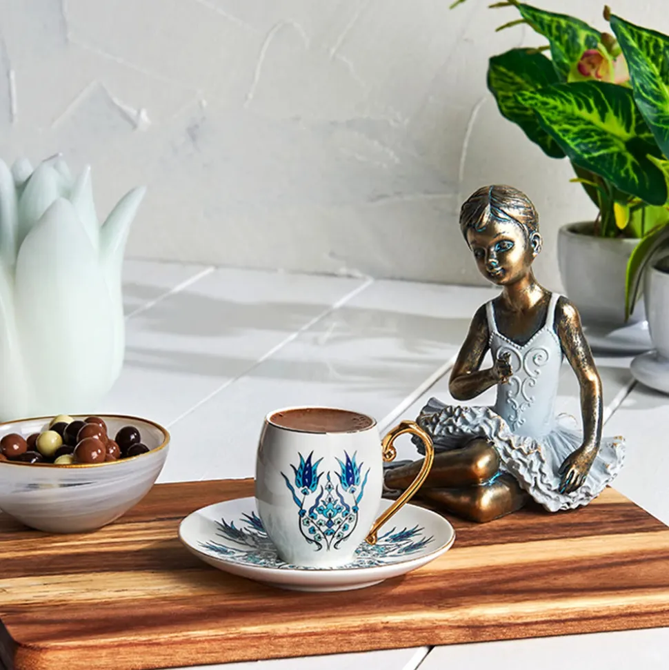 Karaca İznik 12-Piece Porcelain Porcelain Espresso Turkish Coffee Cup Set for 6 People, 90ml, Multi