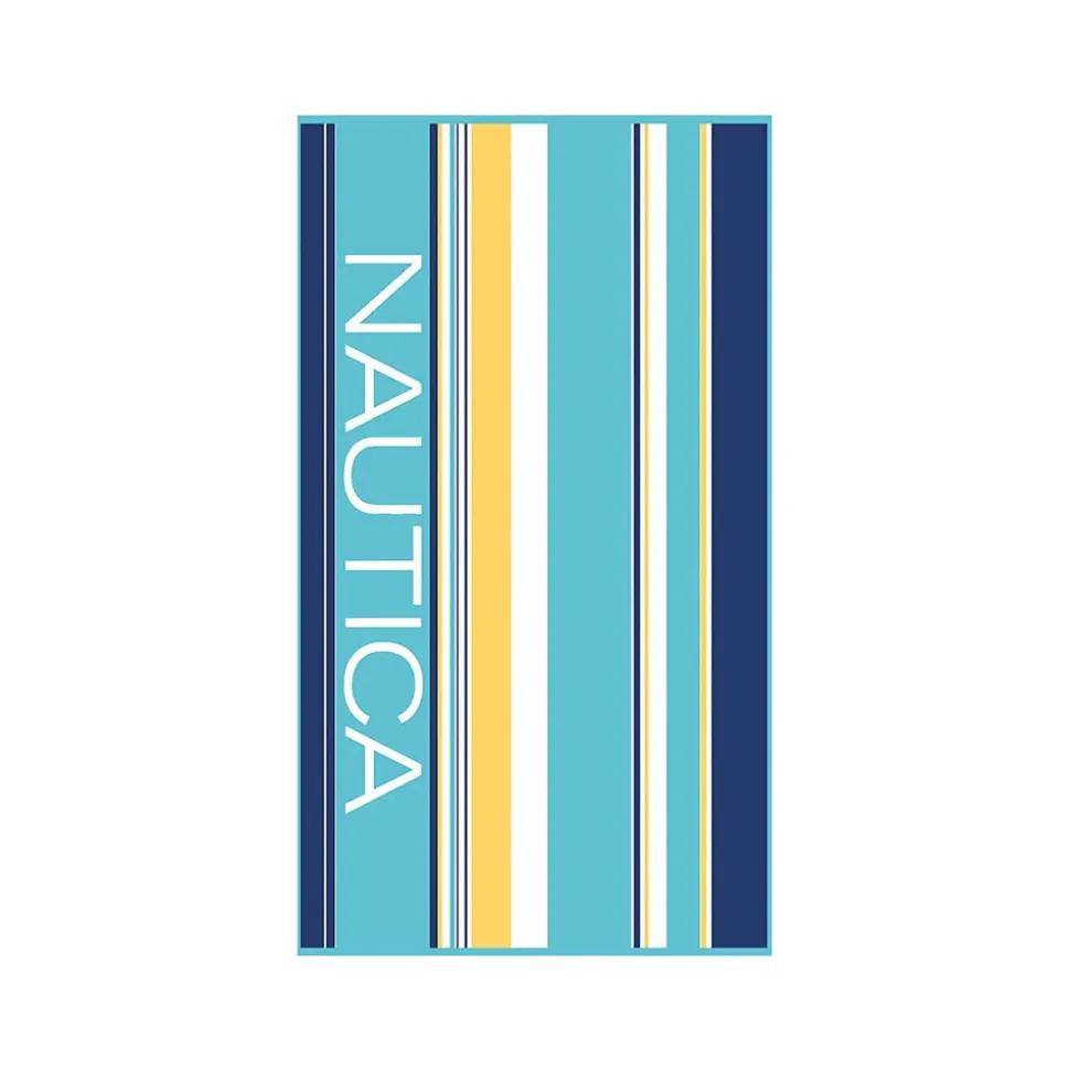 Nautica Home Aqua 100% Turkish Cotton Beach Towel, 90cmx180cm, Blue Multi
