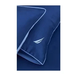 Nautica Home Creek 100% Cotton Duvet Cover Set, King, 230cmx220cm, Blue Navy Blue