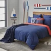 Nautica Home Creek 100% Cotton Duvet Cover Set, King, 230cmx220cm, Navy Blue Red