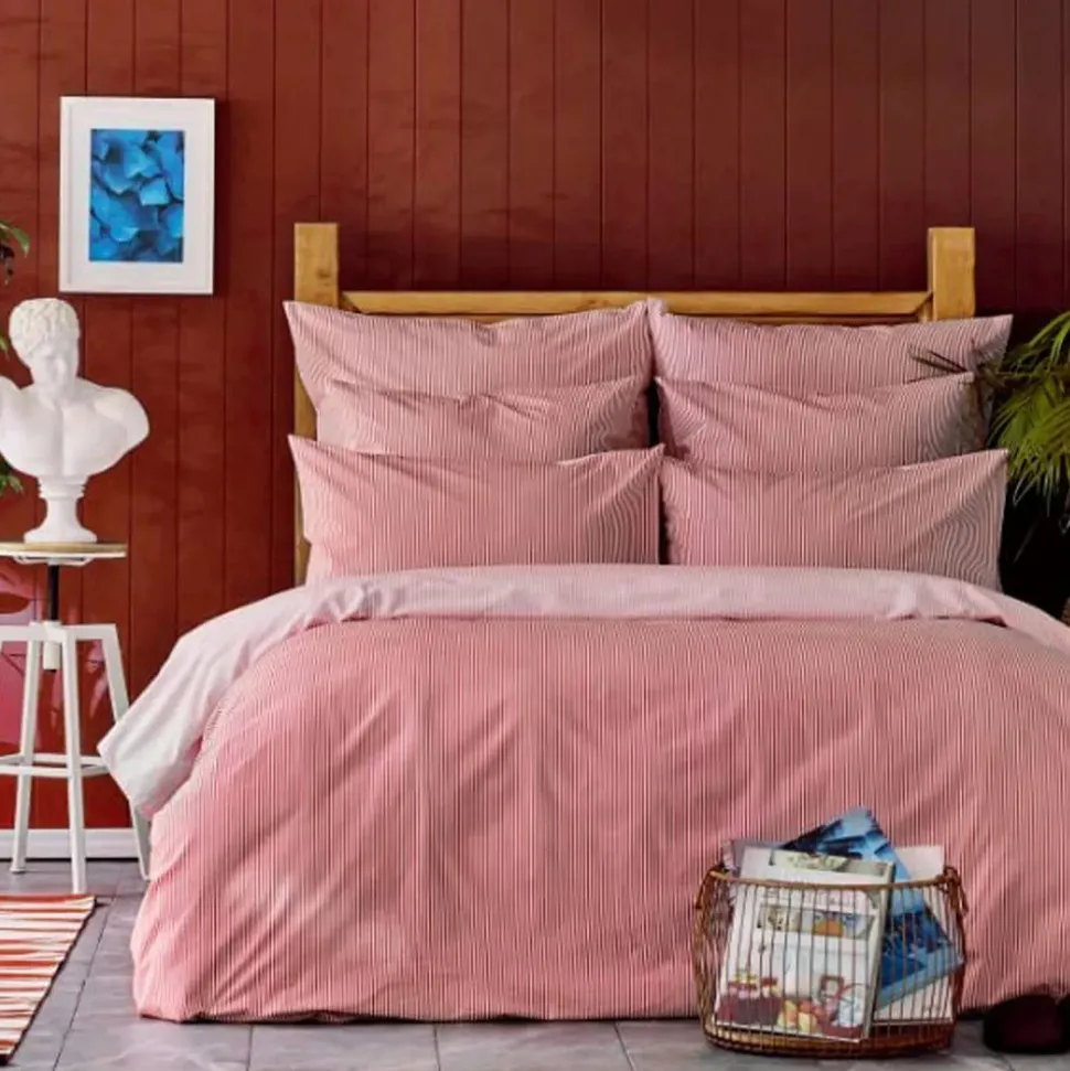 Nautica Home Darya 100% Turkish Cotton Duvet Cover Set, Double, 200cmx200cm, Red