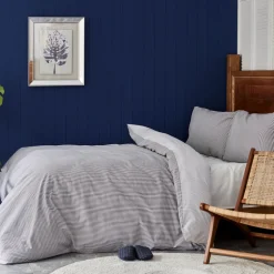 Nautica Home Darya 100% Turkish Cotton Duvet Cover Set, King, 230cmx220cm, Grey
