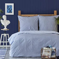 Nautica Home Darya 100% Turkish Cotton Duvet Cover Set, King, 230cmx220cm, Blue