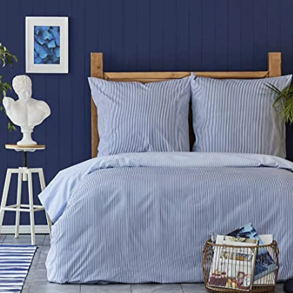 Nautica Home Darya 100% Turkish Cotton Duvet Cover Set, King, 230cmx220cm, Blue