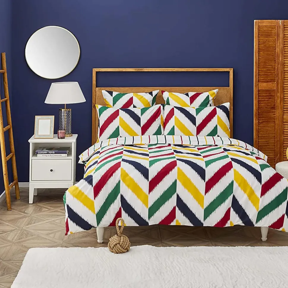 Nautica Home Herring 100% Cotton Duvet Cover Set, King, 230cmx220cm, White Multi