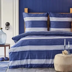 Nautica Home Moby 100% Turkish Cotton Duvet Cover Set, Double, 200cmx200cm, Navy Blue Multi