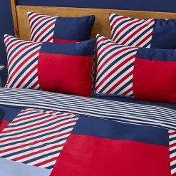 Nautica Home Morris 100% Cotton Duvet Cover Set, King, 230cmx220cm, Navy Blue Multi