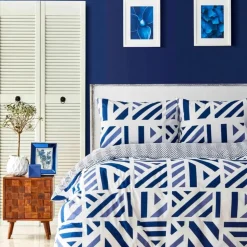 Nautica Home Orion 100% Turkish Cotton Duvet Cover Set, Double, 200cmx200cm, Navy Blue
