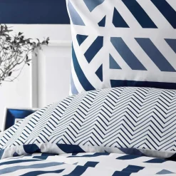 Nautica Home Orion 100% Turkish Cotton Duvet Cover Set, Single, 140cmx200cm, Navy Blue White