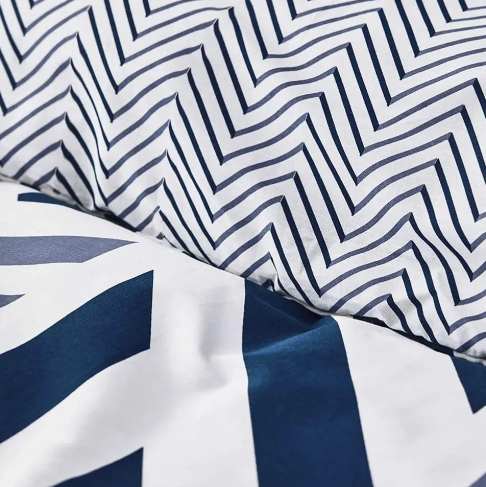 Nautica Home Orion 100% Turkish Cotton Duvet Cover Set, Single, 140cmx200cm, Navy Blue White