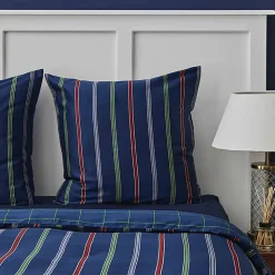 Nautica Home Ray 100% Cotton Duvet Cover Set, Super King, 260cmx220cm, Navy Blue Multi