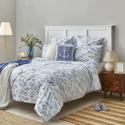 Nautica Home Wave 100% Turkish Cotton Duvet Cover Set, King, 230cmx220cm, Blue White