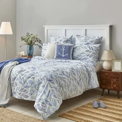Nautica Home Wave 100% Turkish Cotton Duvet Cover Set, Double, 200cmx200cm, Blue White