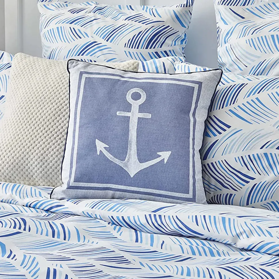 Nautica Home Wave 100% Turkish Cotton Duvet Cover Set, Double, 200cmx200cm, Blue White