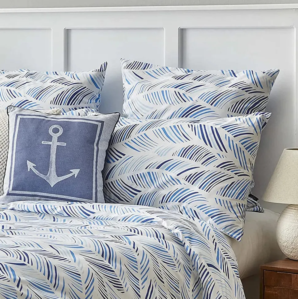 Nautica Home Wave 100% Turkish Cotton Duvet Cover Set, Single, 140cmx200cm, Blue White