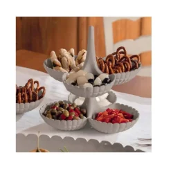 Tiffany 2-Tier Snack Bowls, 25cmx25cmx25.5cm, Taupe