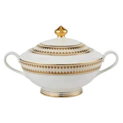 Weimar Joanna Of Bavaria 63-Piece Fine Bone China Dinner Set for 12 People, White Gold
