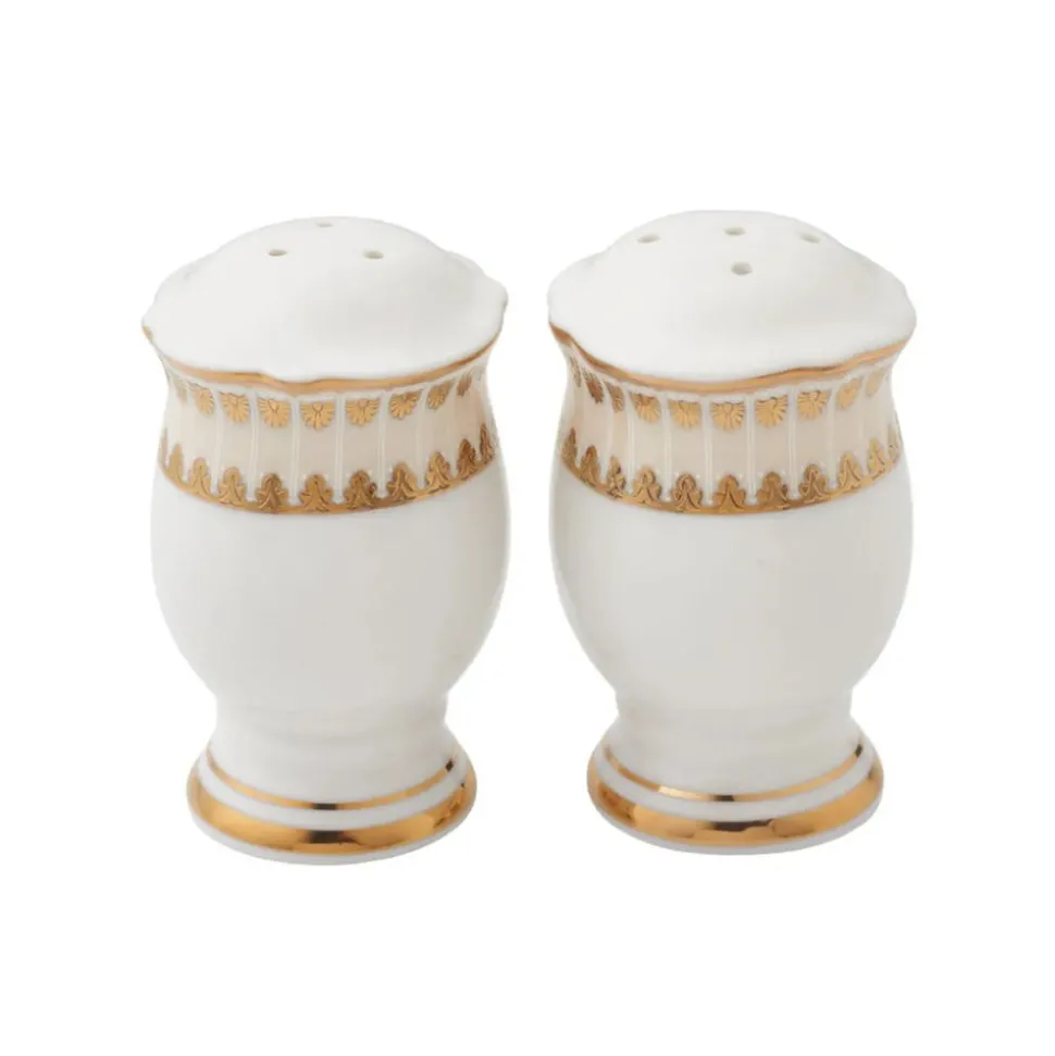 Weimar Joanna Of Bavaria 63-Piece Fine Bone China Dinner Set for 12 People, White Gold